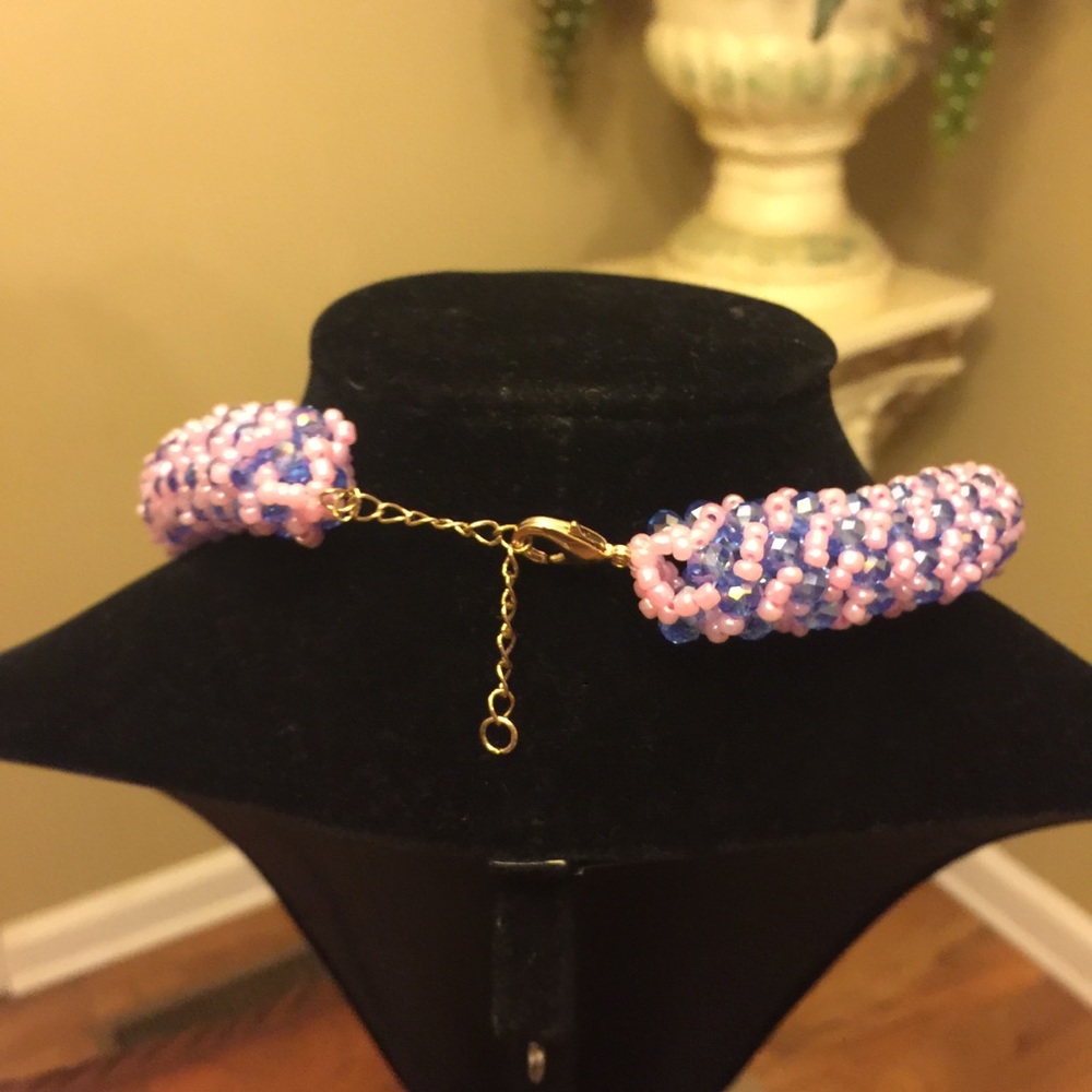 An elegant Set-baby Pink mixed with blue beads - Picture 6 of 8